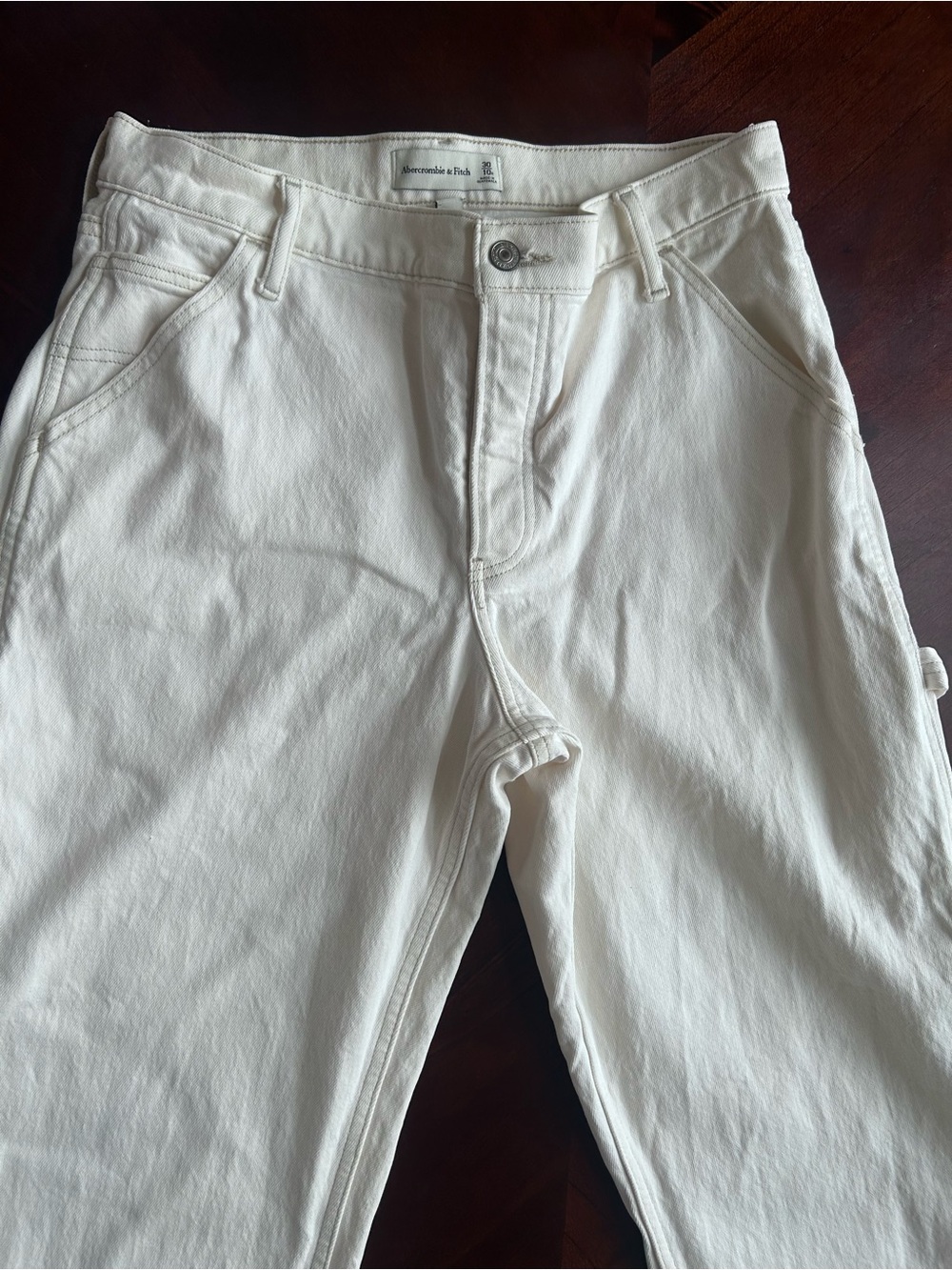 Abercrombie & Fitch Curve Love White Denim Straight High Rise Jeans 30/10R - Picture 3 of 10